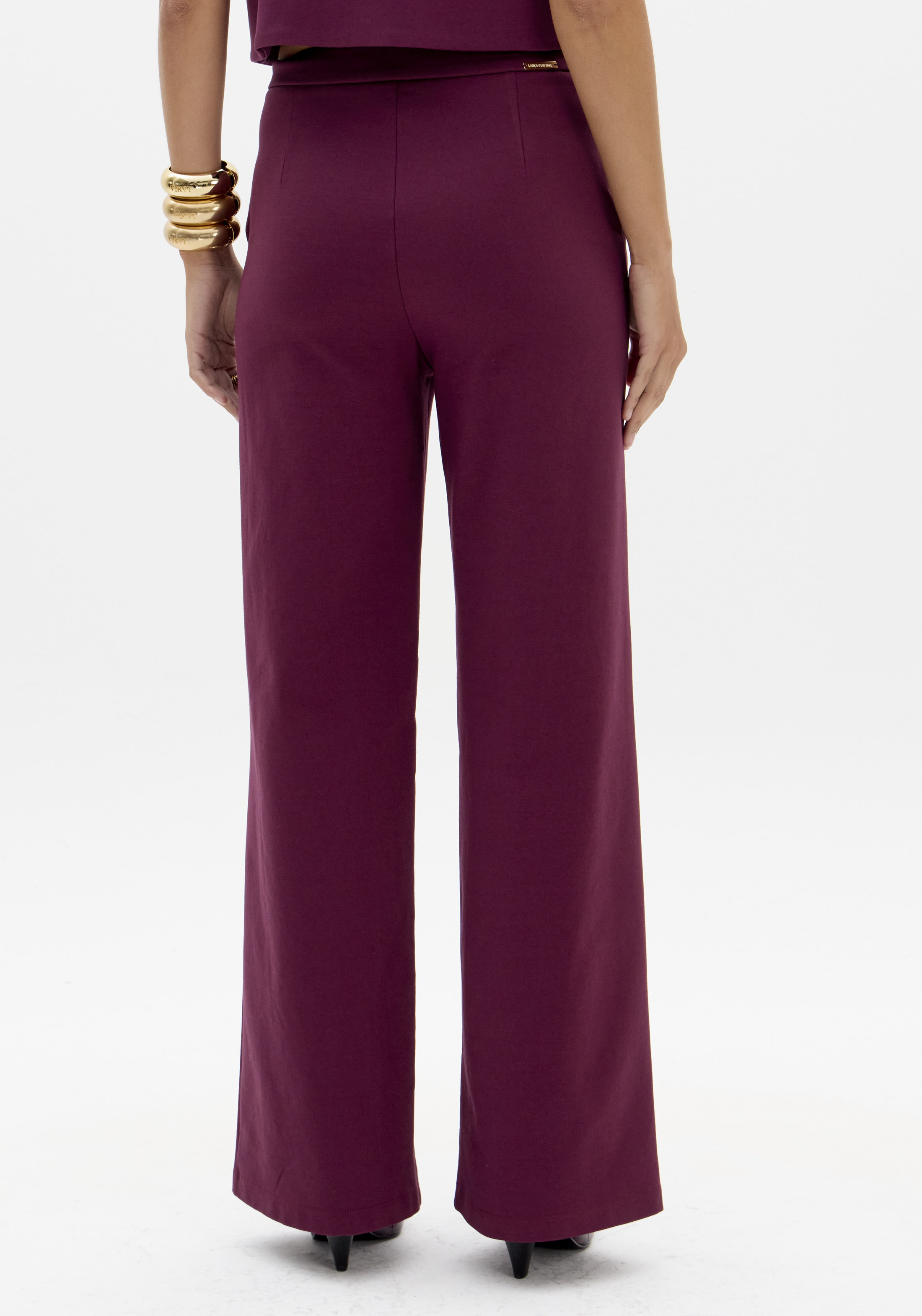 Calças Wide Leg INTENSE PLUM Bordeaux - Lança Perfume 3