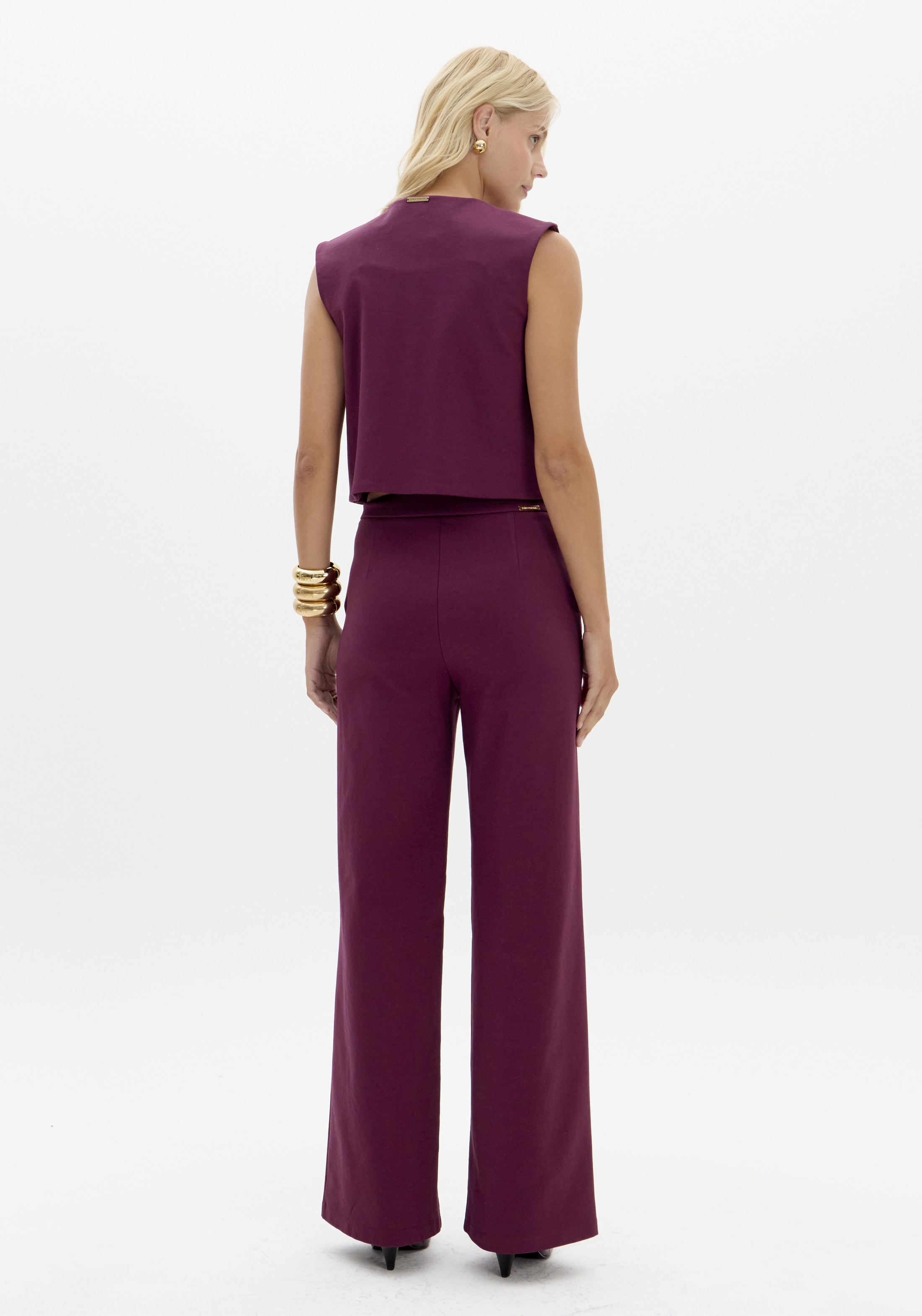 Calças Wide Leg INTENSE PLUM Bordeaux - Lança Perfume 4
