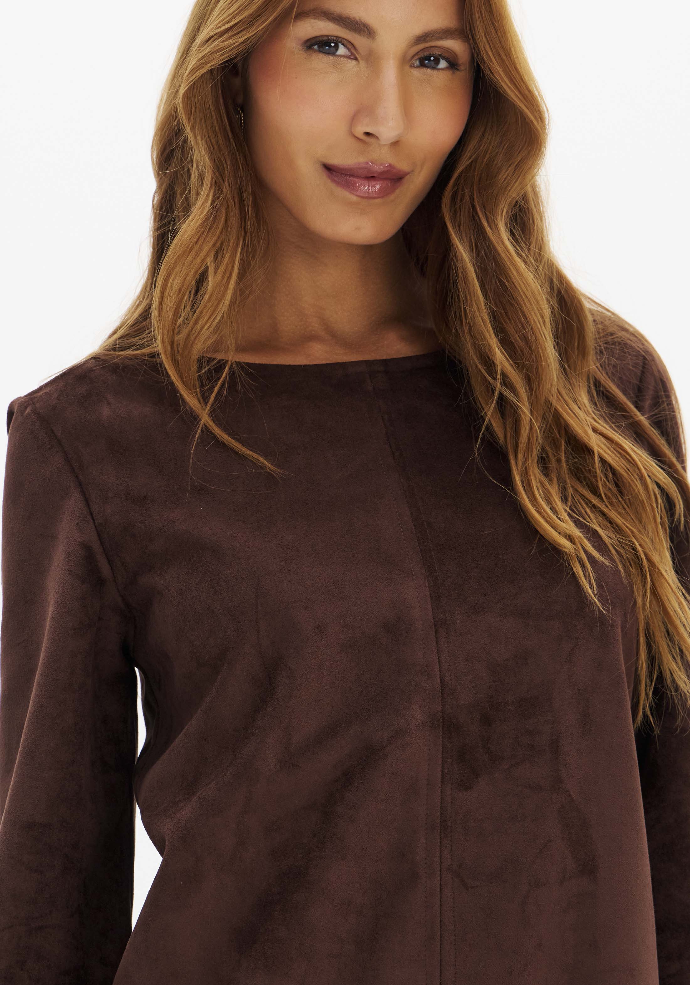 Vestido Curto em Suede Castanho - Lança Perfume  4