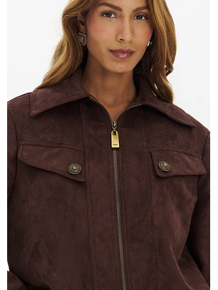 Casaco Bomber Suede Castanho - Lança Perfume 
