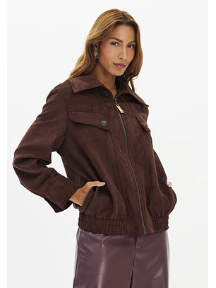 Casaco Bomber Suede Castanho - Lança Perfume 