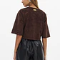 Blusa Manga Curta em Suede Castanho - Lança Perfume  - miniatura 2