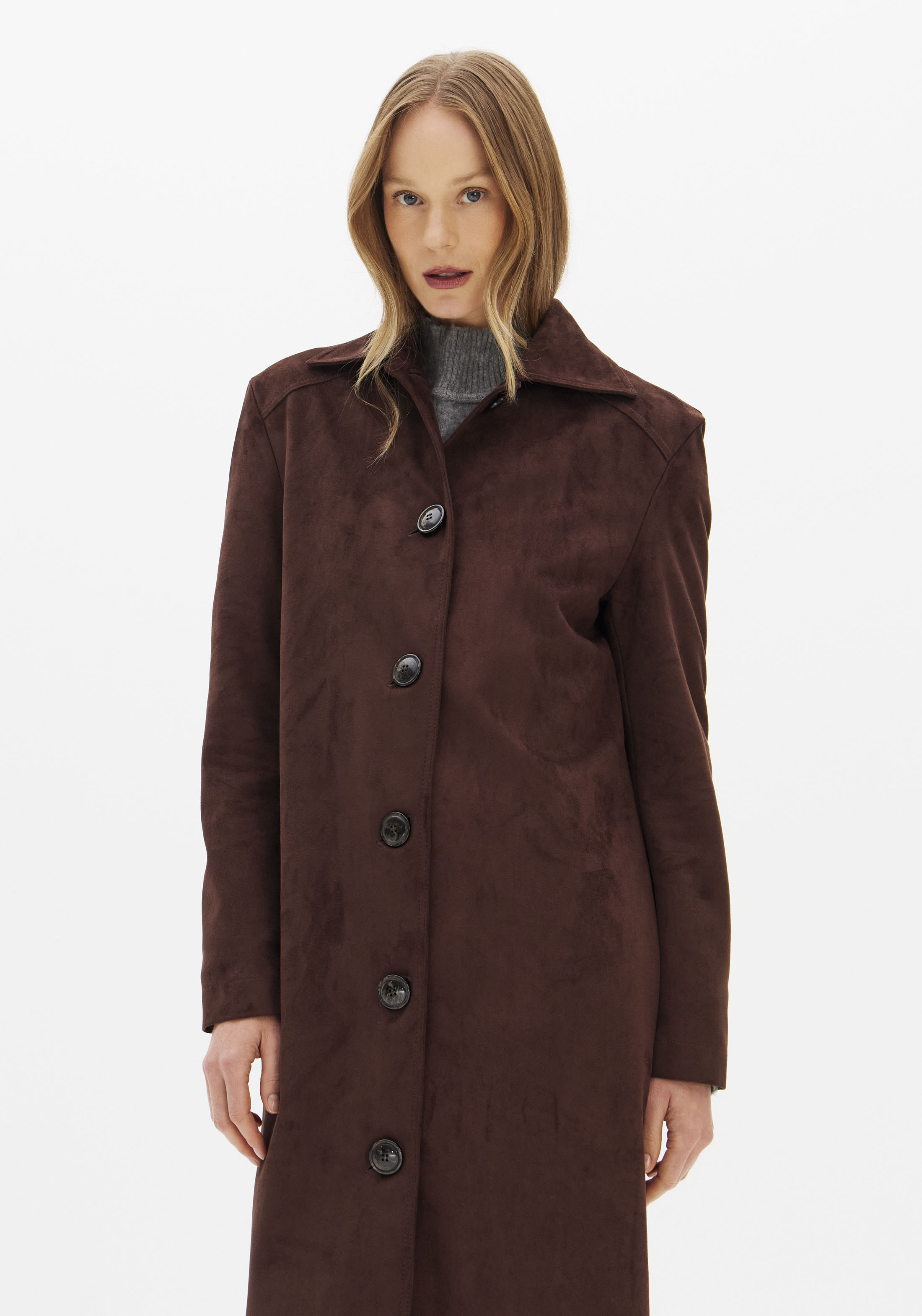 Trench Coat em Suede Castanho -  Lança Perfume 3