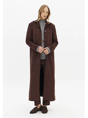 Trench Coat em Suede Castanho -  Lança Perfume