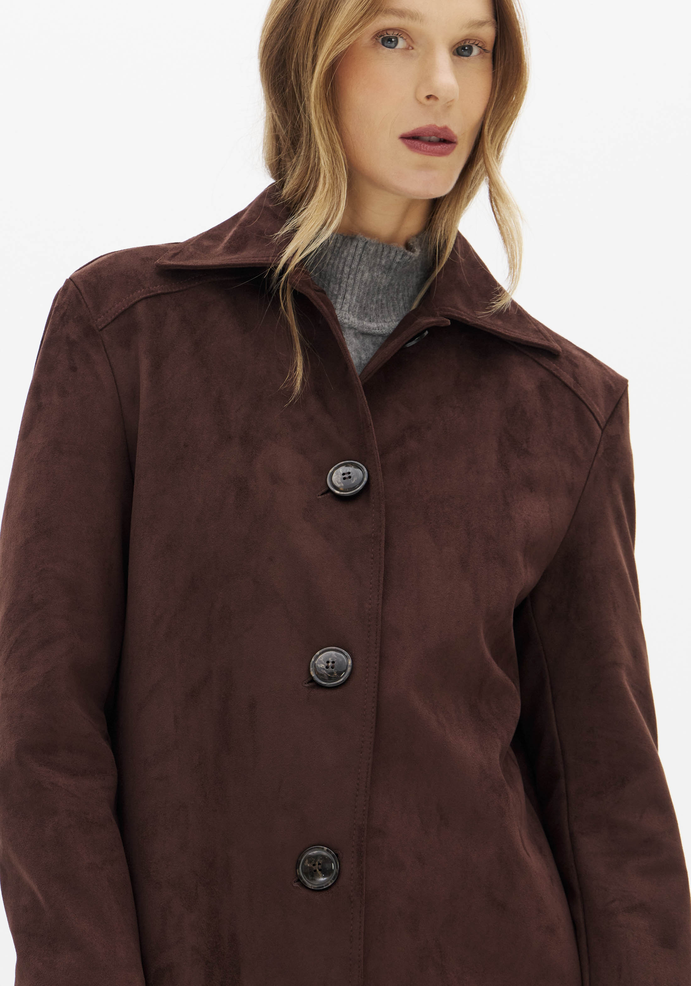 Trench Coat em Suede Castanho -  Lança Perfume 4