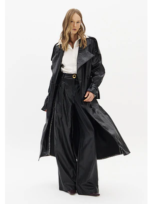Trench Coat em Napa Preto - Lança Perfume