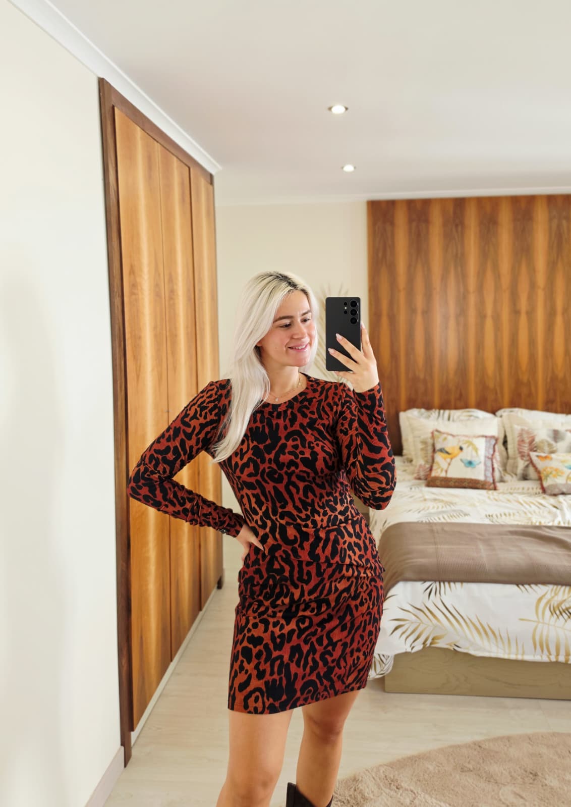 Vestido Curto Canelado WILD JAGUAR Animal Print - Lança Perfume 2