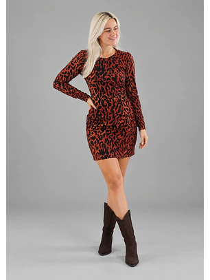 Vestido Curto Canelado WILD JAGUAR Animal Print - Lança Perfume