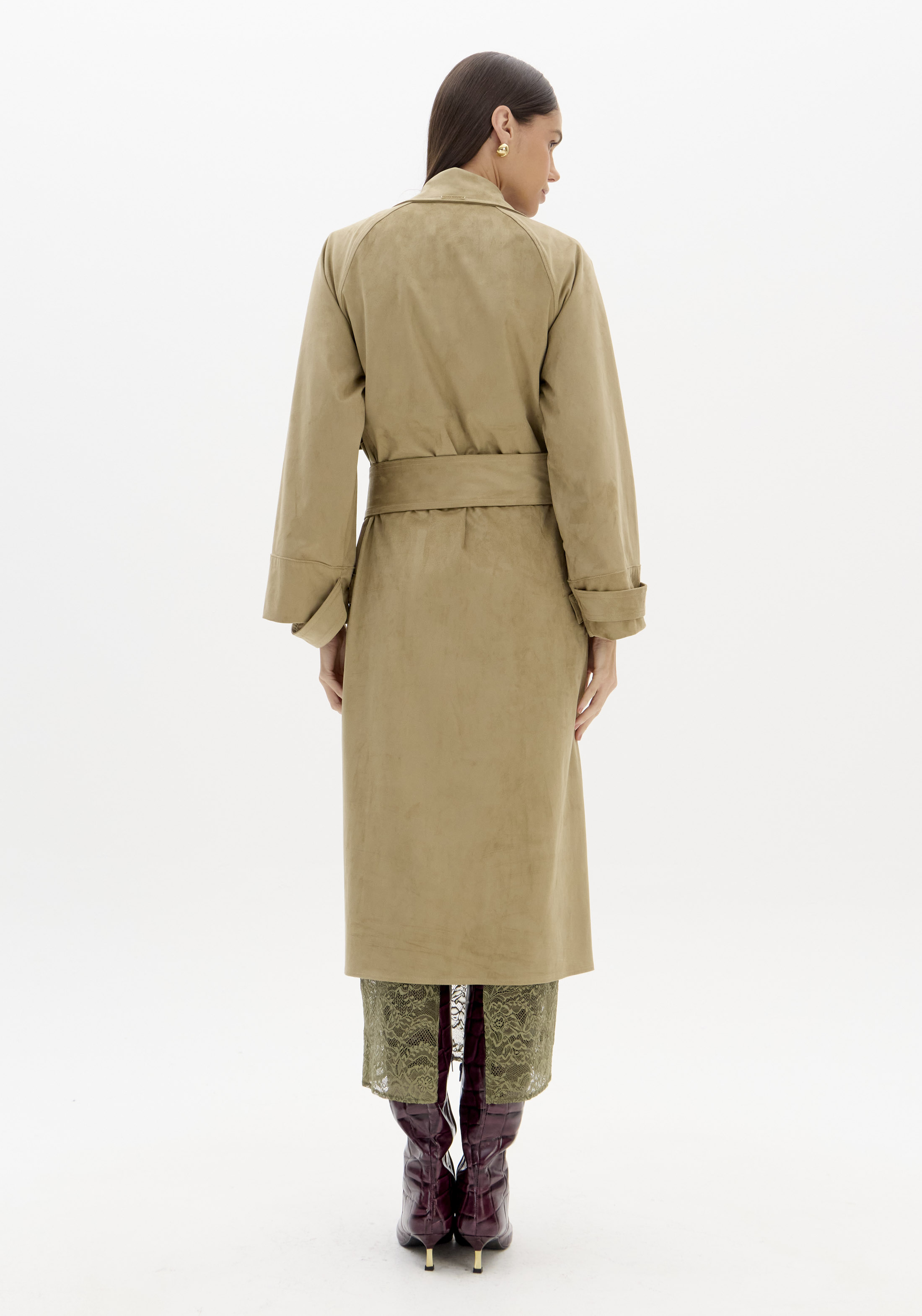 Trench Coat em Suede Verde  - Lança Perfume  2