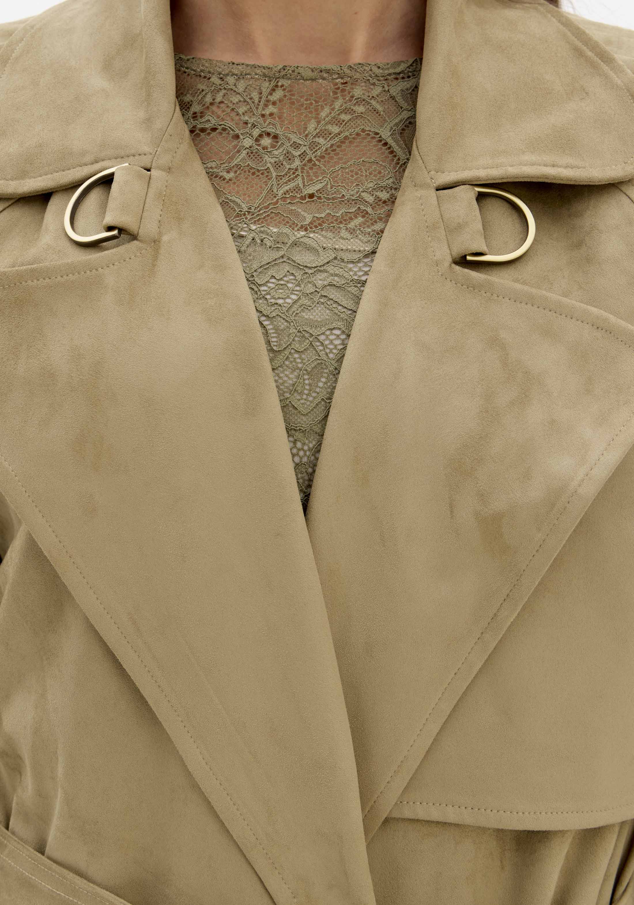 Trench Coat em Suede Verde  - Lança Perfume  3