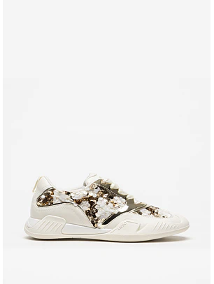 Ténis com Lantejoulas BLOSSOM 03 Branco e Dourado - Liu Jo 