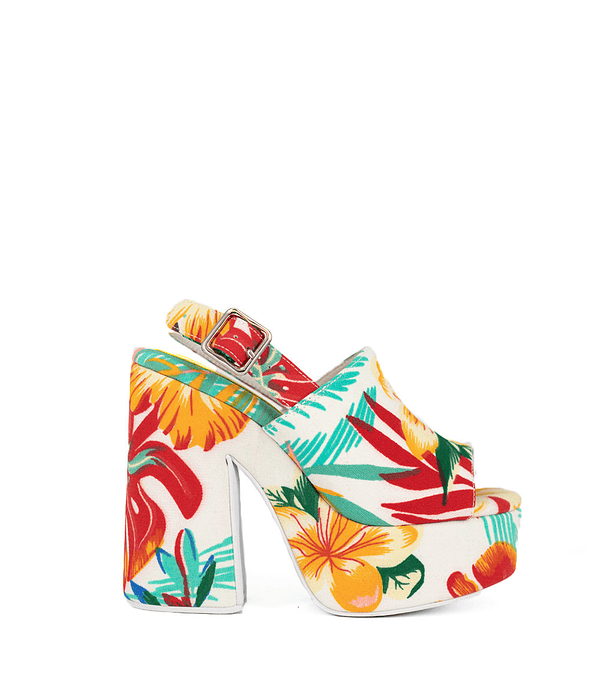 Sandália de Salto Largo Floral  (Mattix) - Jeffrey Campbell