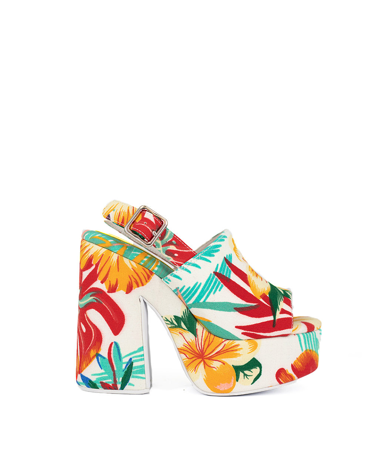 Sandália de Salto Largo Floral  (Mattix) - Jeffrey Campbell