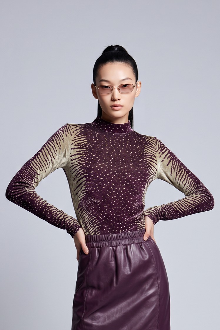 Camisola Top Ondine Roxo e Amarelo - SAHOCO  1