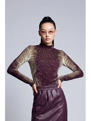 Camisola Top Ondine Roxo e Amarelo - SAHOCO 