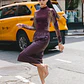 Camisola Top Ondine Roxo e Amarelo - SAHOCO  - Thumbnail 4