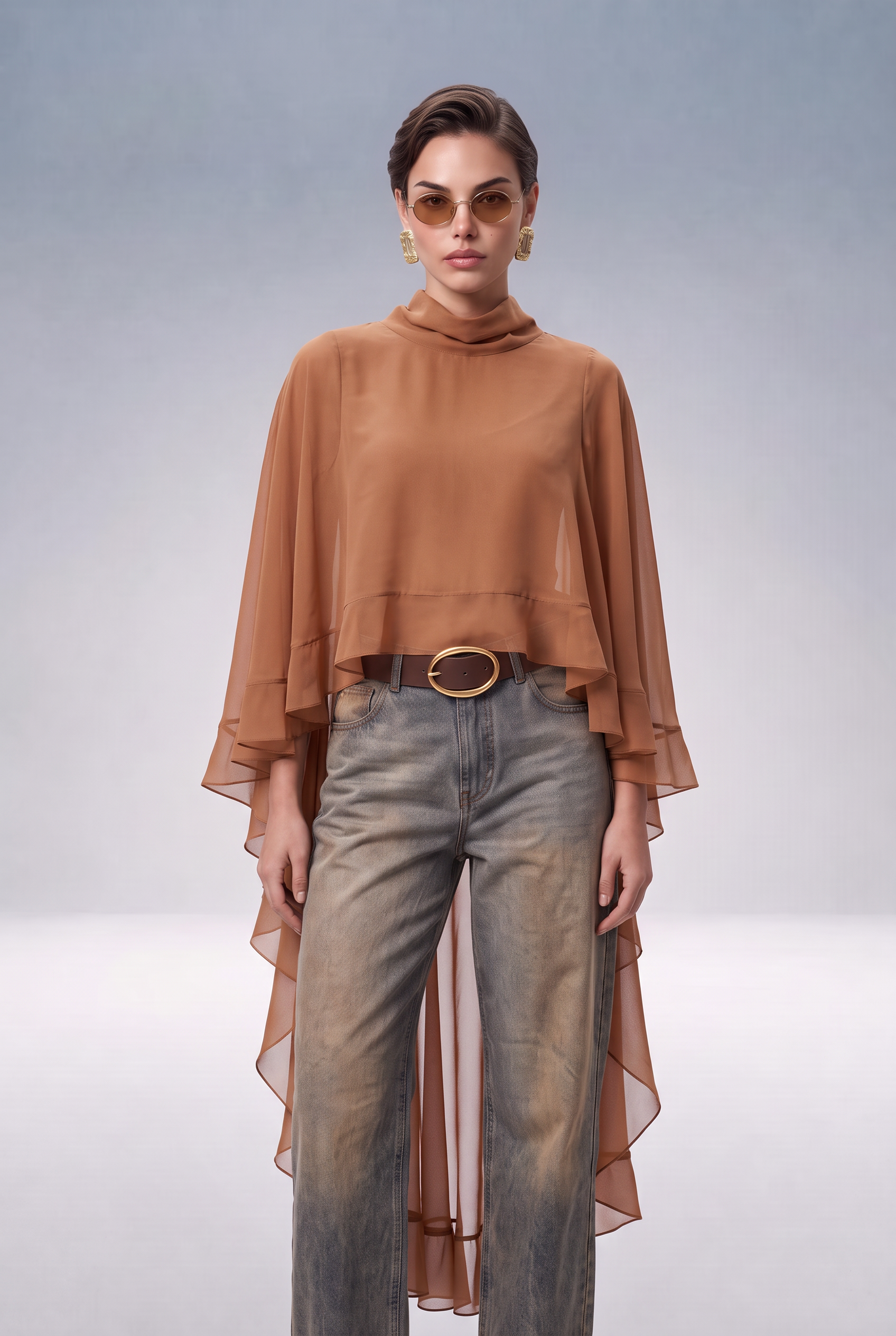 Blusa Manga Comprida Vesper Maxi Camel - SAHOCO  1