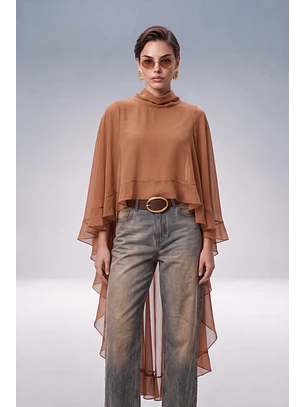 Blusa Manga Comprida Vesper Maxi Camel - SAHOCO 