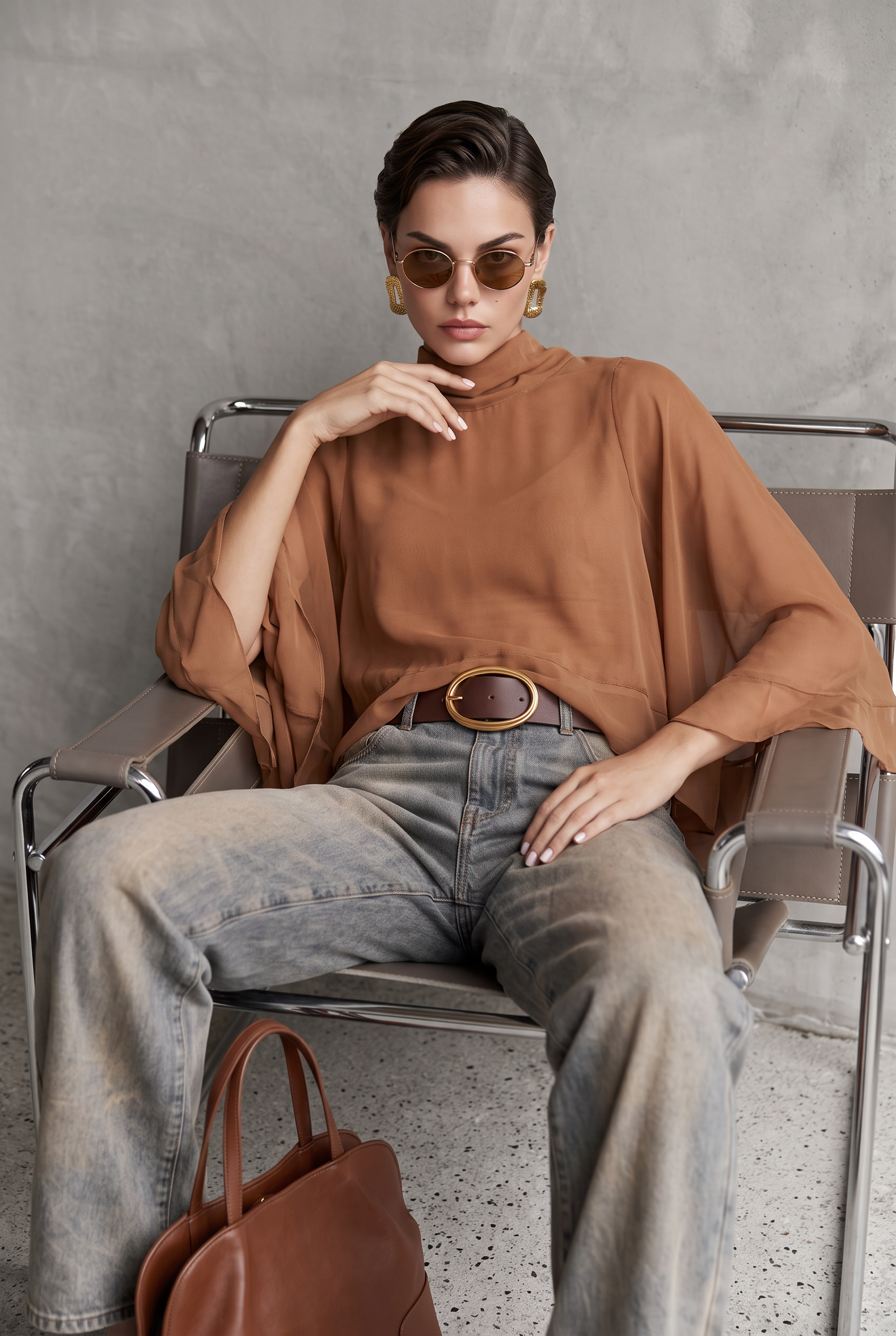 Blusa Manga Comprida Vesper Maxi Camel - SAHOCO  4