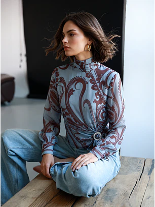 Blusa Halo Print Azul - SAHOCO
