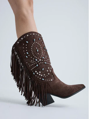 Bota Texana com Franjas P665-H2094 Castanho - EXÉ