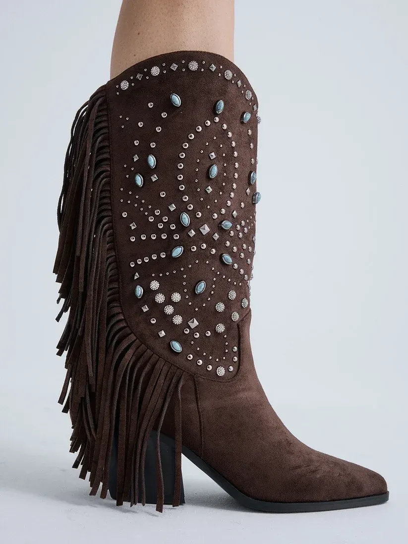 Bota Texana com Franjas P665-H2094 Castanho - EXÉ 3