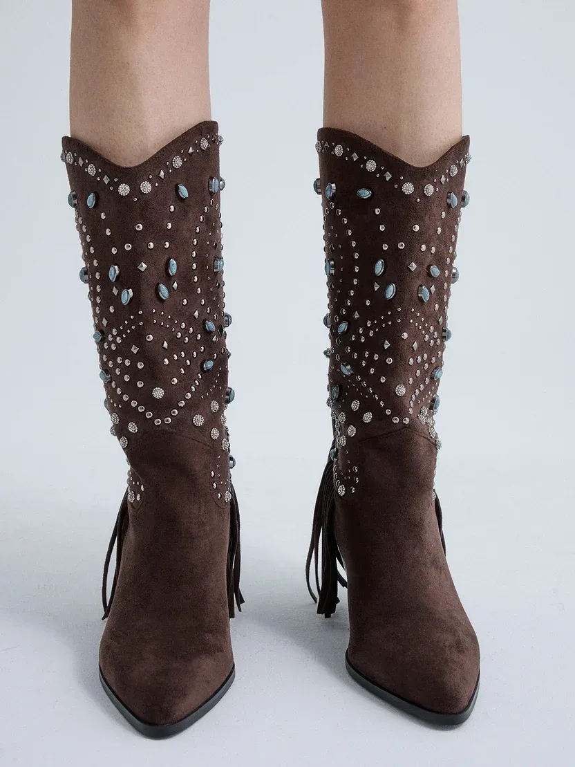 Bota Texana com Franjas P665-H2094 Castanho - EXÉ 4