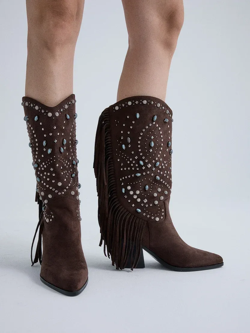 Bota Texana com Franjas P665-H2094 Castanho - EXÉ 6