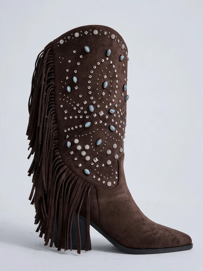 Bota Texana com Franjas P665-H2094 Castanho - EXÉ 1