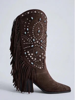 Bota Texana com Franjas P665-H2094 Castanho - EXÉ