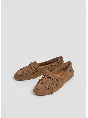 Mocassins em Camurça Noa Fringes Camel - Pepe Jeans