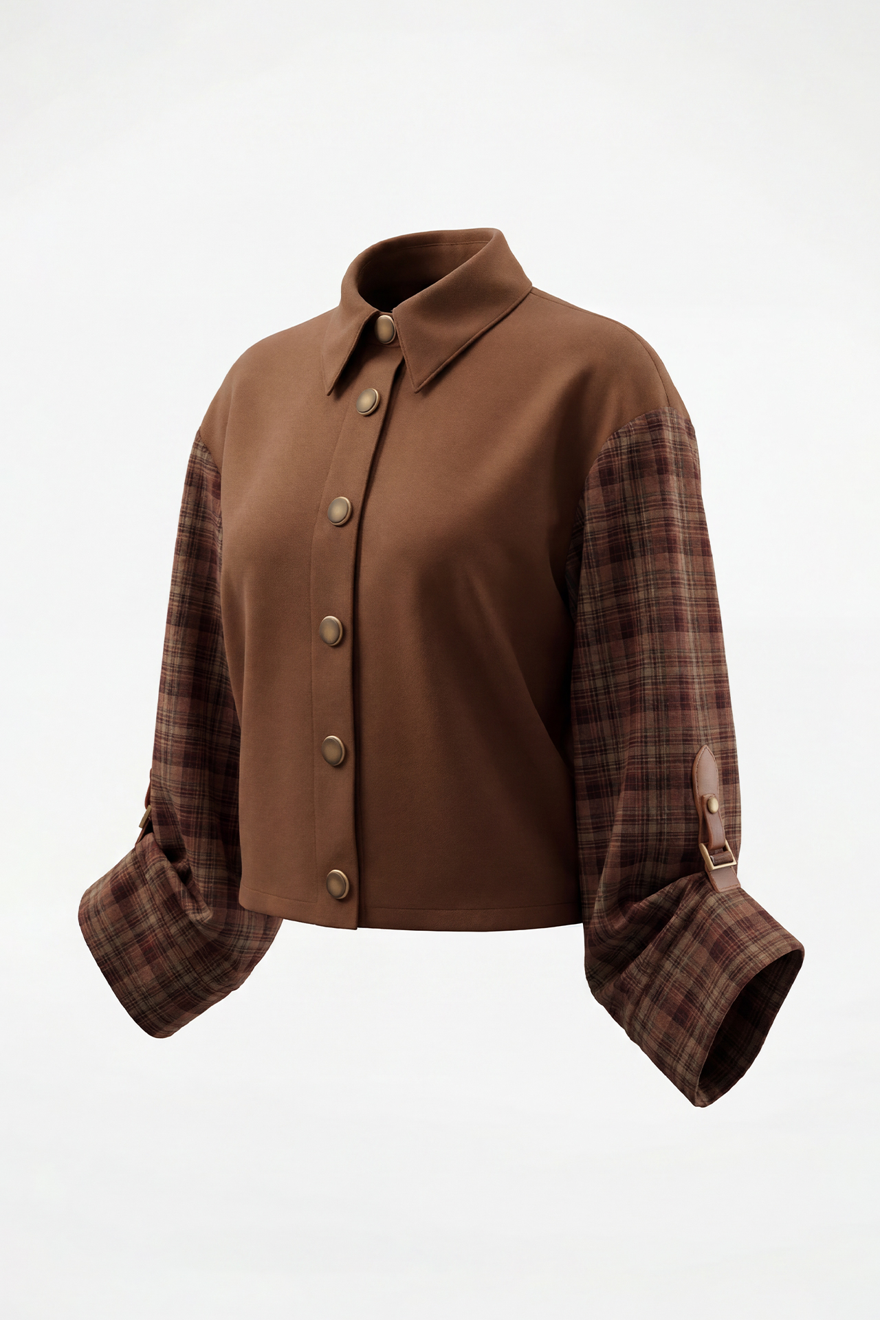 Camisa CLEO com Mangas Xadrez Castanho - SAHOCO 6