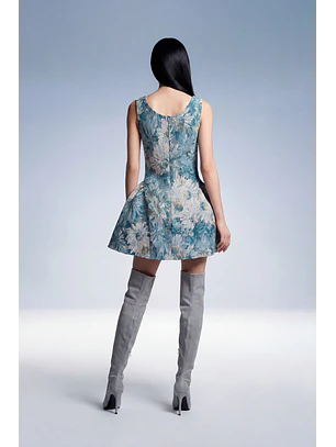Vestido Curto CALLA Floral Azul - SAHOCO 