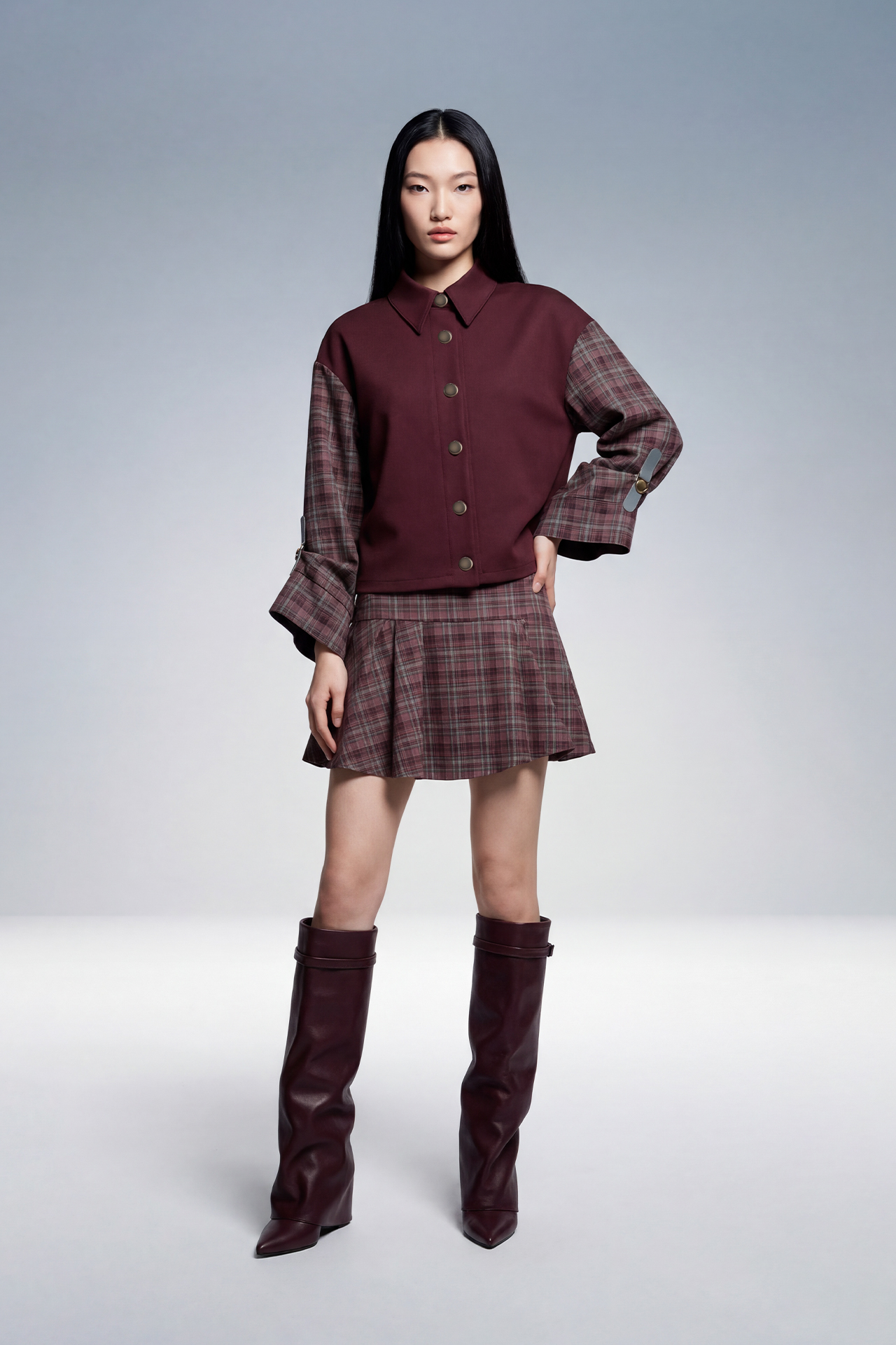 Saia com pregas CLEO Bordeaux - SAHOCO 1