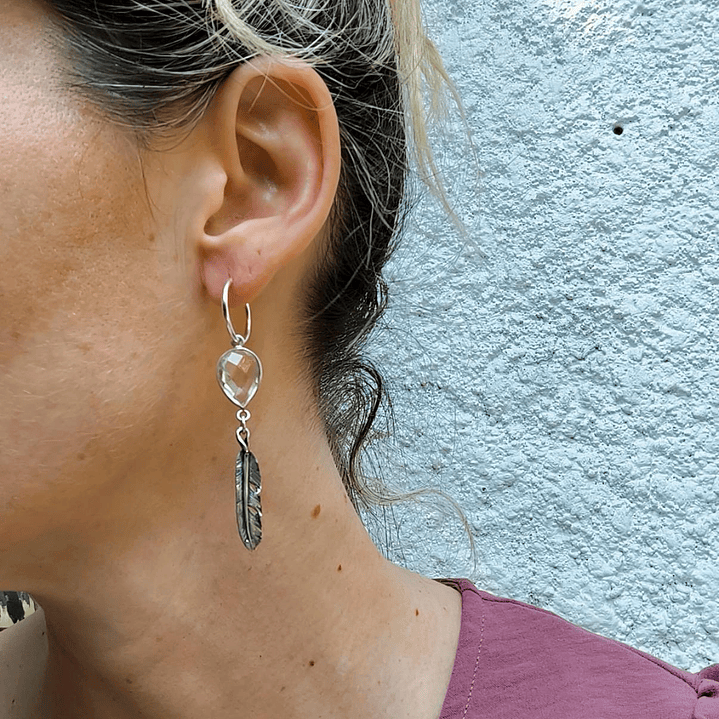 Aros pluma cristal 2