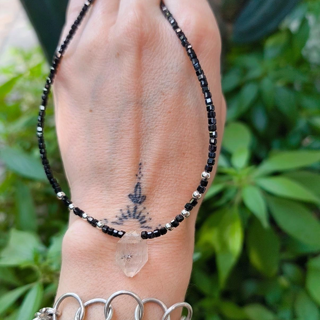 Collar espinel con diamante Herkimer 2