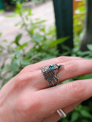 Anillo Aguila Sagrada Azul