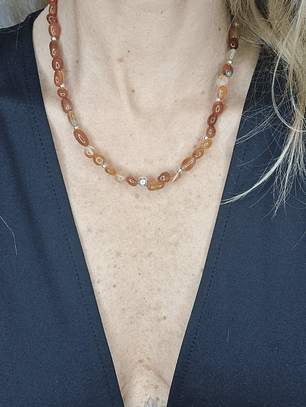 Collar cornalina con esfera plata