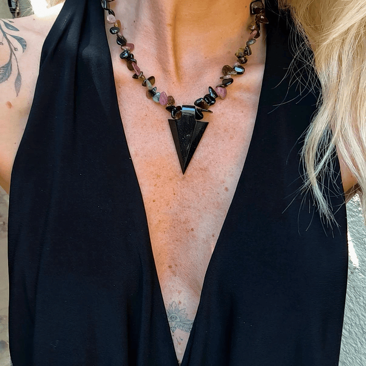 Collar punta flecha obsidiana 2