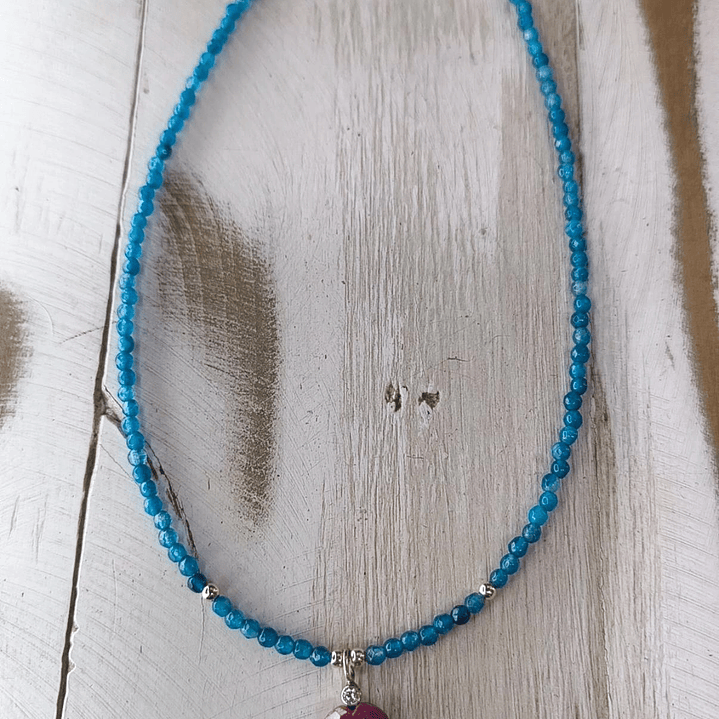 Collar apatita corazón raíz rubi 2