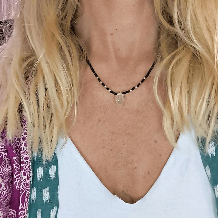 Collar espinel con diamante Herkimer 1