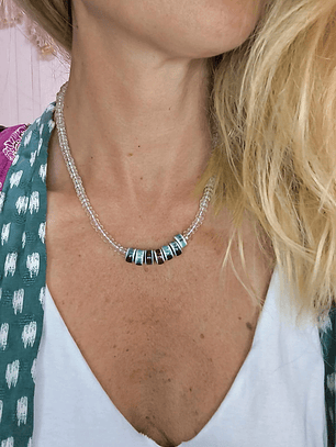 Collar cuarzo cristal y ceramica