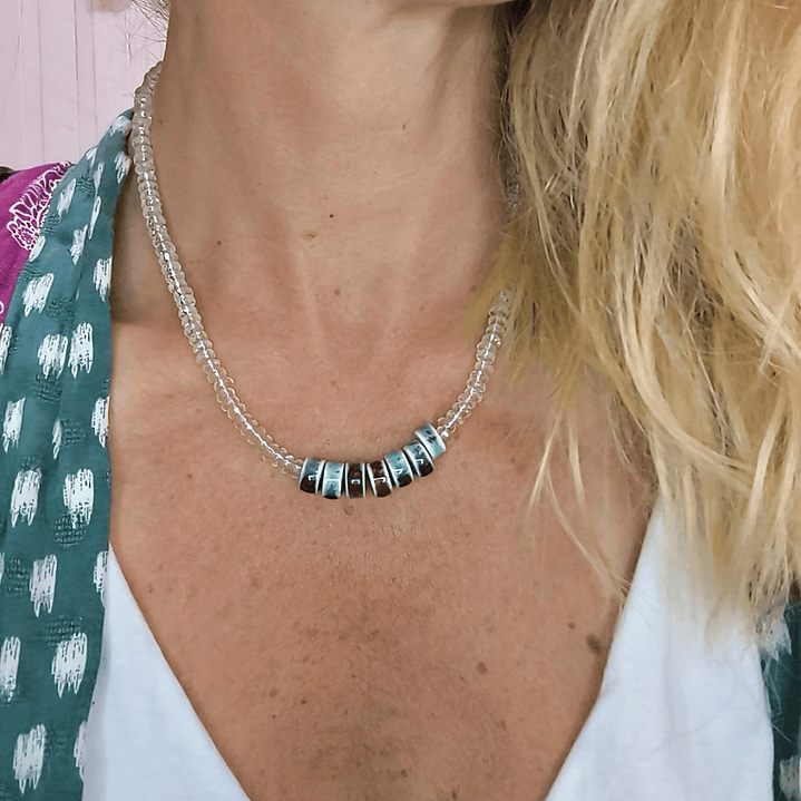 Collar cuarzo cristal y ceramica 1