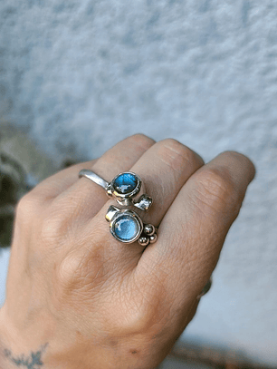 Anillo doble labradorita
