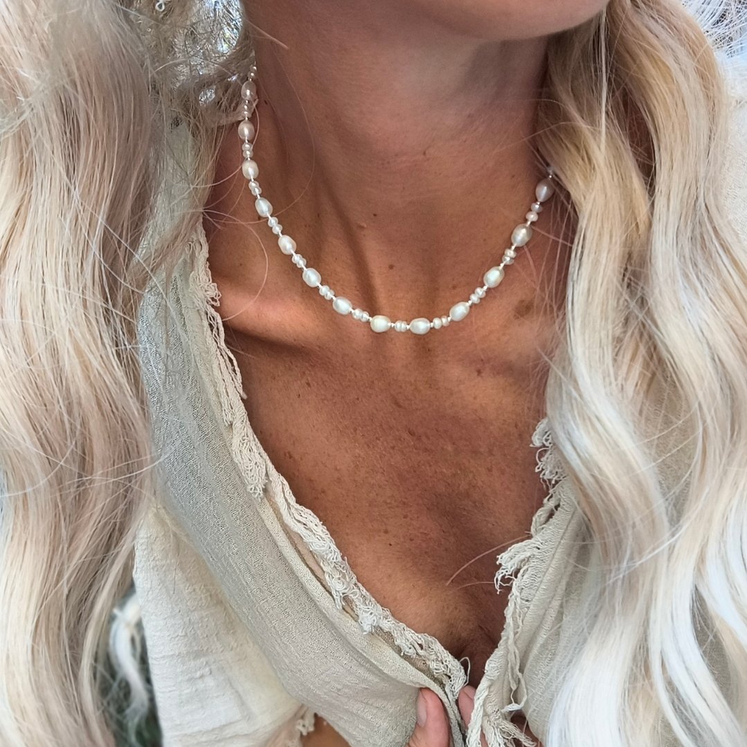 Collar perlas y plata  2