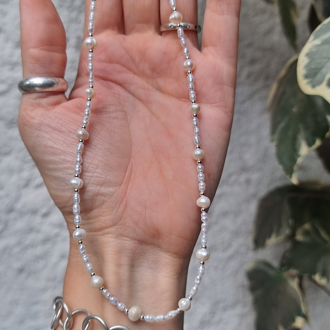 Collar perlas de rio y plata 2 1