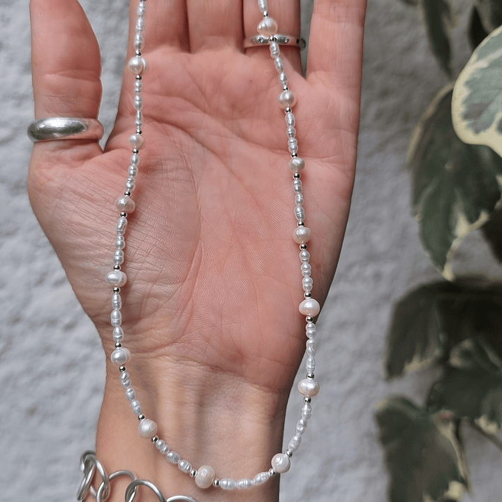 Collar perlas de rio y plata 2 1