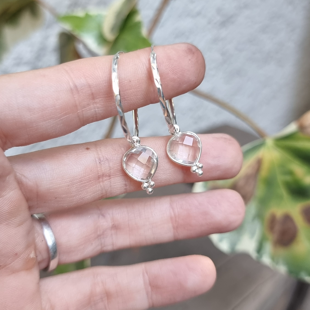 Argollas Lady facetada cuarzo cristal 1