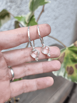 Argollas Lady facetada cuarzo cristal