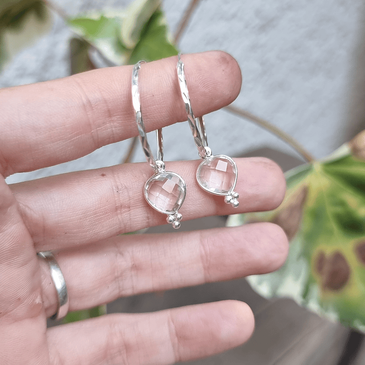 Argollas Lady facetada cuarzo cristal 1